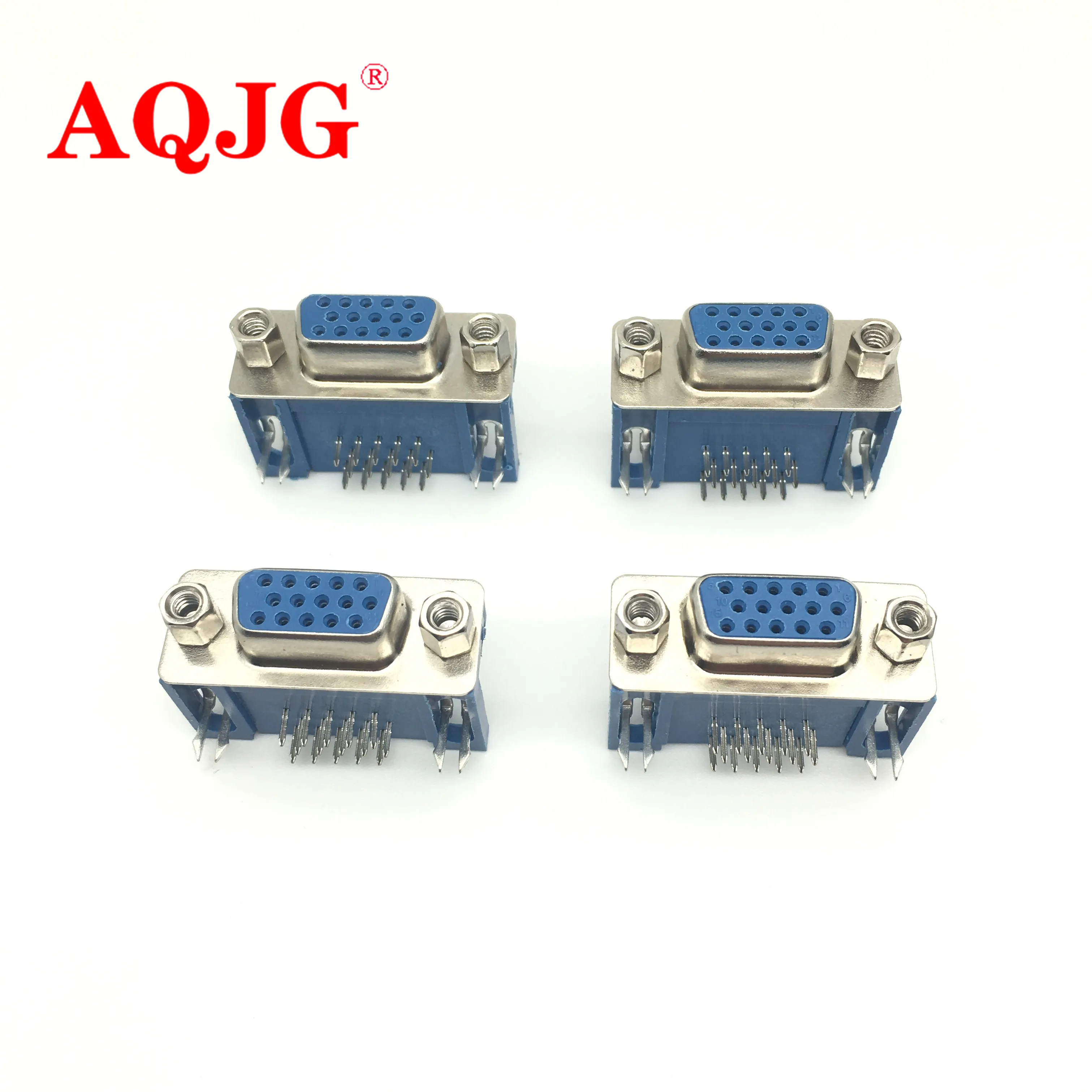 암컷 PCB 마운트 커넥터 직각 D-Sub 3 행 블루 병렬 포트 커넥터, 15 핀 15 핀 VGA 소켓 어댑터, DB15 DR15, 5 개