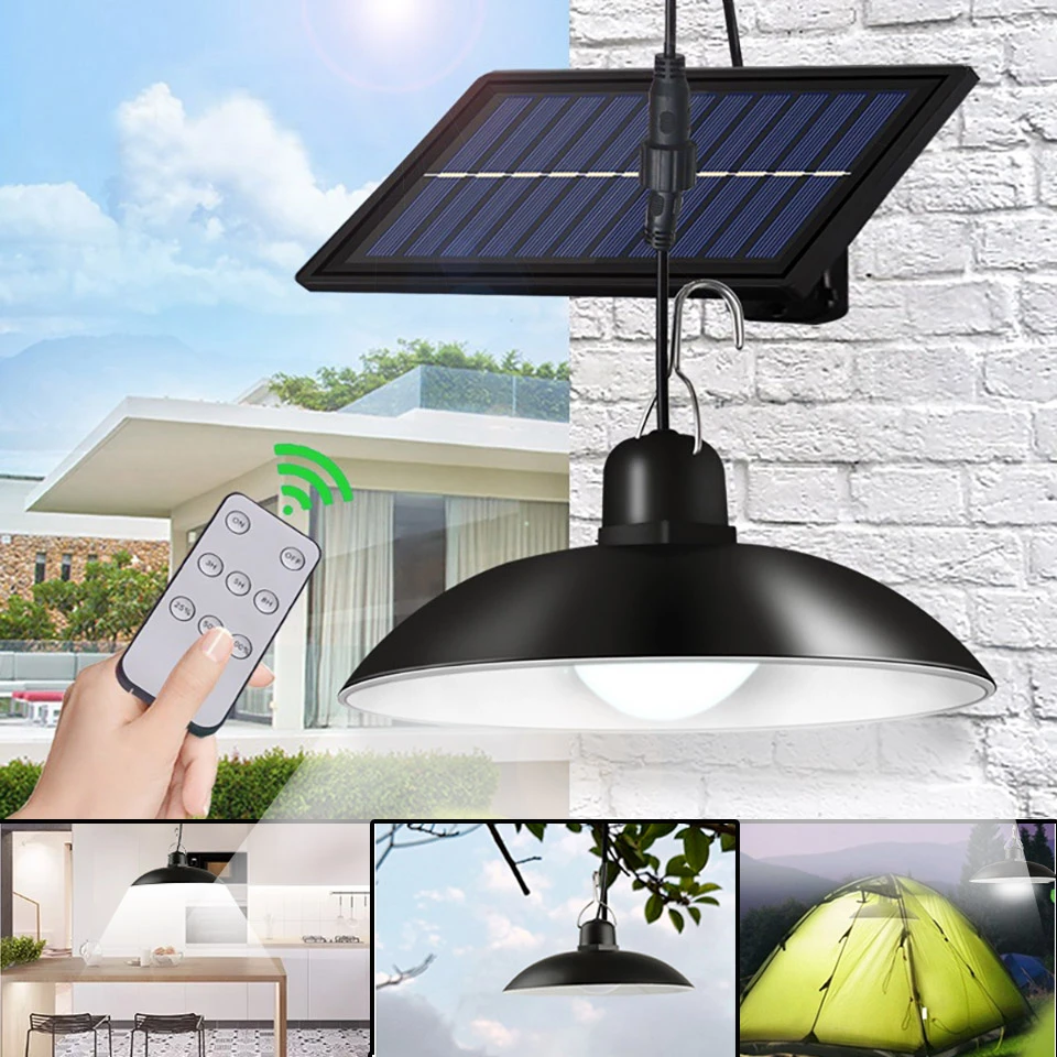 

Indoor Oudoor Solar Pendant Light Double Heads Waterproof LED Light Solar Power ESplit Lamp For Garden Camp Home Tent Chandelier