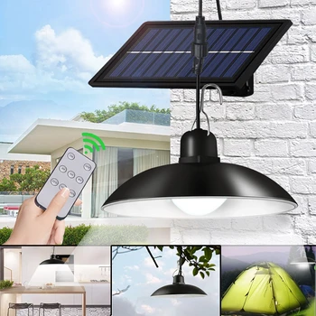 

Indoor Oudoor Solar Pendant Light Double Heads Waterproof LED Light Solar Power ESplit Lamp For Garden Camp Home Tent Chandelier
