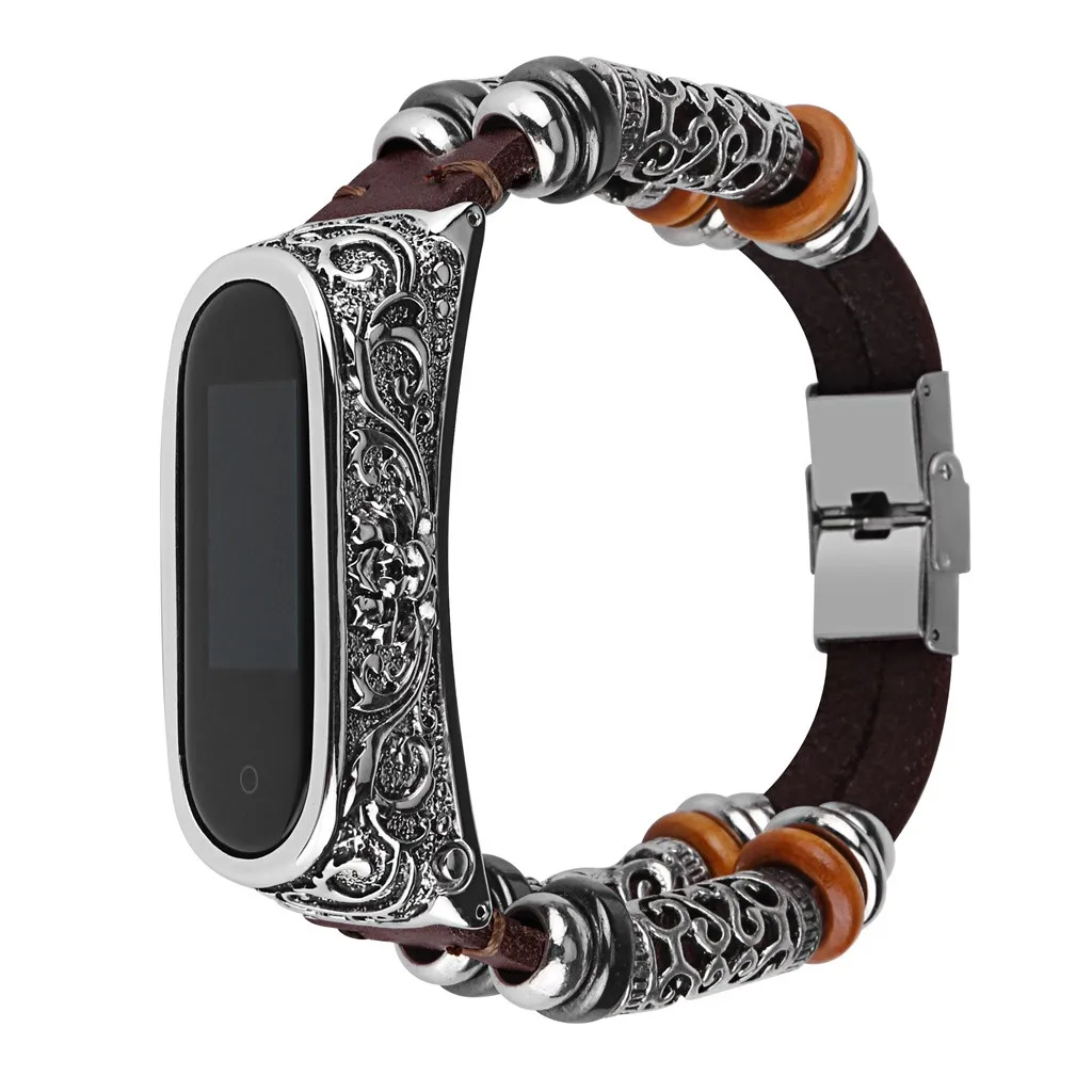 Сменный кожаный ремешок, браслет+ металлический корпус для Xiaomi Mi Band 4 Smart Band Ретро дизайн металлический корпус ремешок