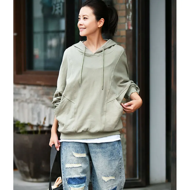 

R1322 Art spell hat double pocket bat sleeve loose BF hoodie