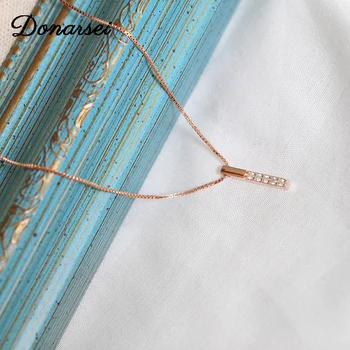 

925 Sterling Silver 2020 New Fashion Bar Chokers Necklaces For Women Simple Rhinestone Geometric Clavicle Chain Party