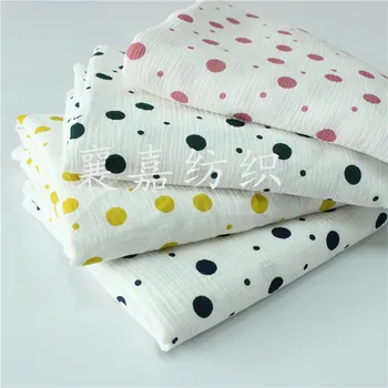 

Cotton Crepe Cartoon Printed Dots Baby Double Gauze Blanket Cloth Pajamas Fabric