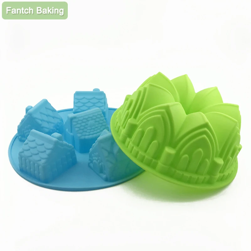 

3D Cake Bake Mold Castle House Silicone Bread Pan Toast Mold Cake Tray Mould Non-stick Baking Tools Reusable Oven Available