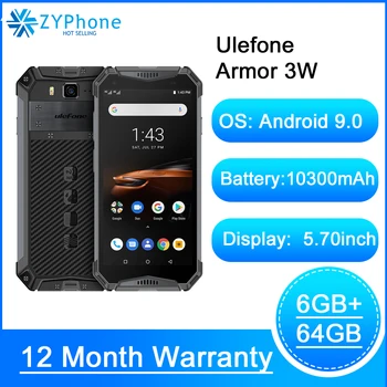 Перейти на Алиэкспресс и купить Прочный смартфон Android 9,0 IP68, 5,7 дюймHelio P70 6G 64G 10300 мАч сотовый телефон 4G мобильный телефон с двумя sim-картами Android Ulefone Armor 3W