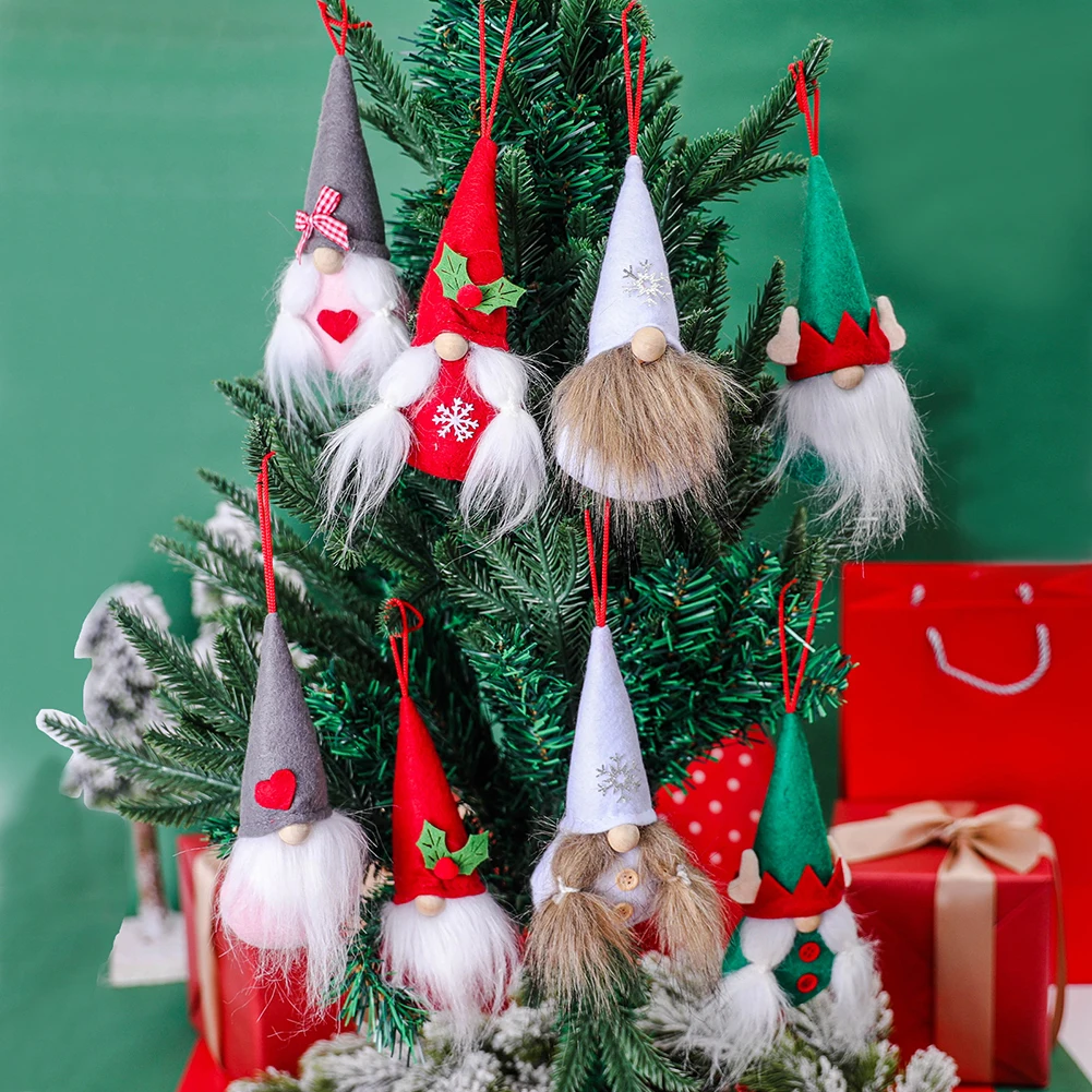 Christmas Flannelette Faceless Doll Santa Xmas Tree Hanging Ornament Party Decor 