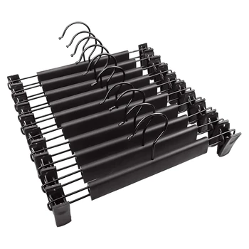 

Scrub Pants Rack Black Plastic Pants 10pc Anti-slip Hanger Plastic Rack Skirt Dress Blouse Pants hangers Black