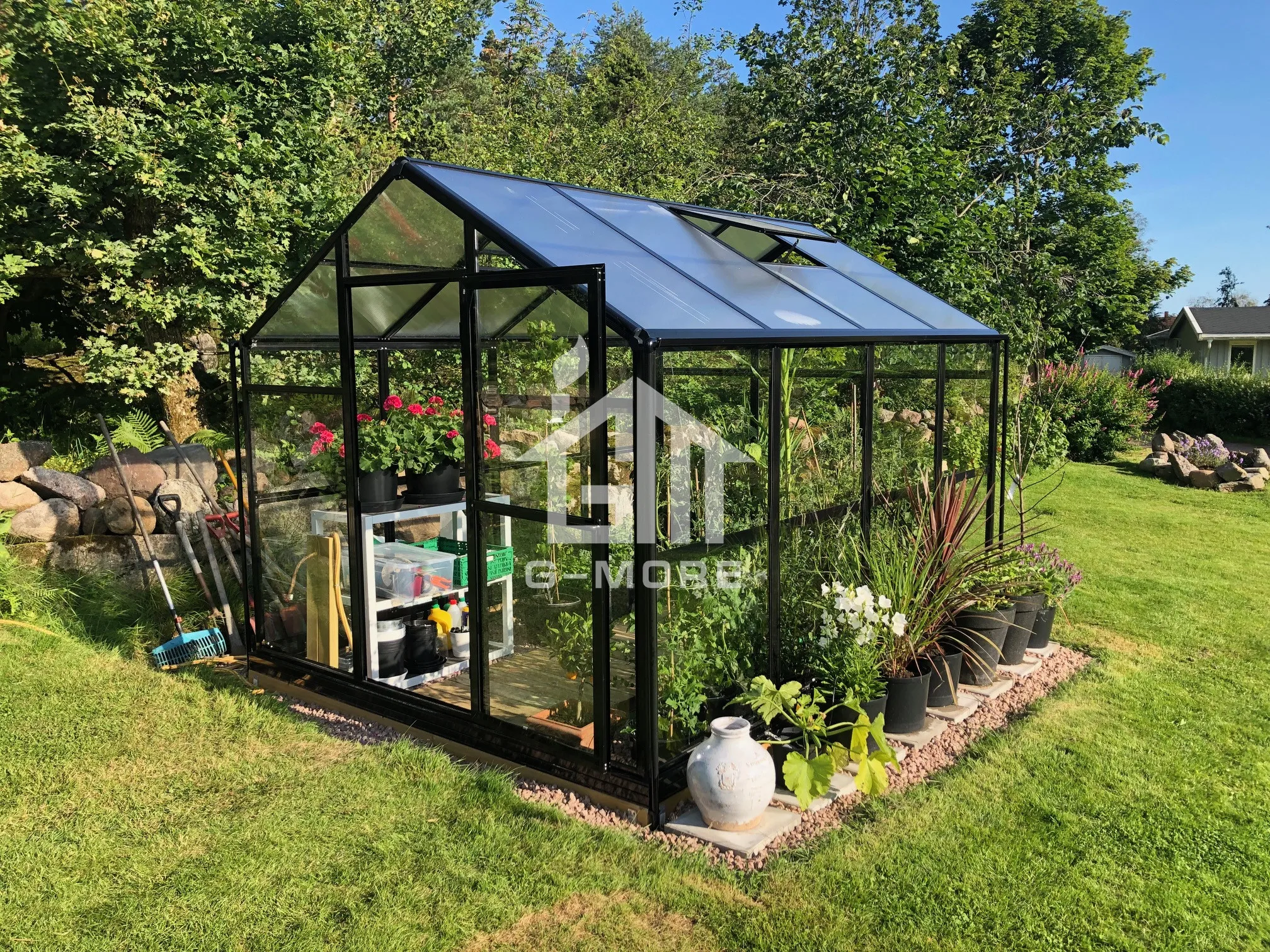 屋外防水アルミガゼボ ガーデン温室ガーデンブラック色の温室販売 Garden Greenhouses Aliexpress