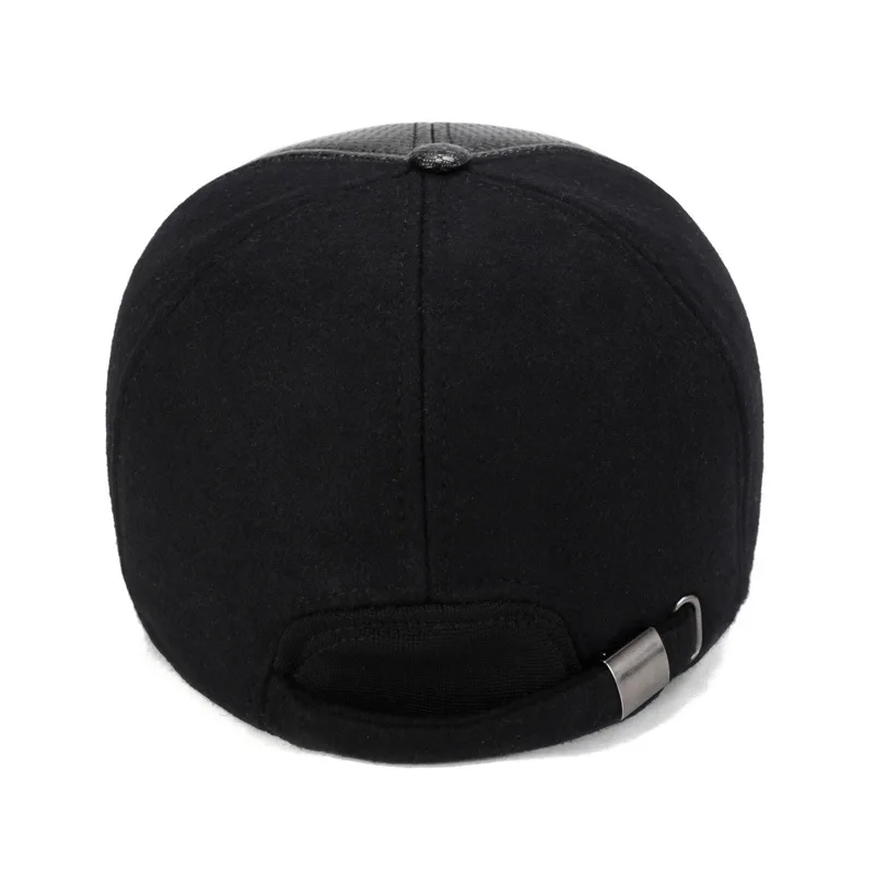 SQTEIO Winter hat new thick warm woolen cotton hat men's cycling care earmuffs hat winter leather baseball cap