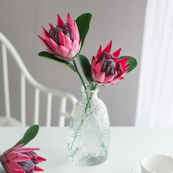 

Luxury Big Artificial Africa Protea Cynaroides Silk King Flowers Branches Fake Flores for Home Decoration Wreath Plants Floral