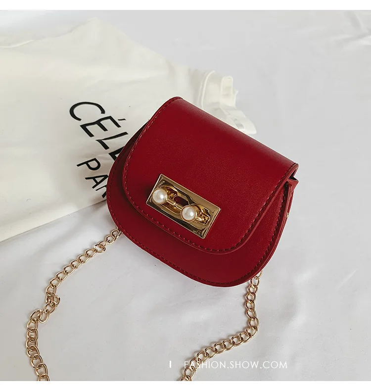 wine red Женский Детский кошелек стойка для цепочек из искусственной кожи с жемчужинами, кошелек для детей, маленький мешочек, сумки для денег, bolsa carteira feminina для девочек - Цвет: wine red