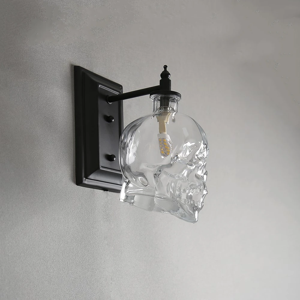 Nordic Loft Industrial Light Designer Retro Skull Glass Wall Lamp Vintage Bracket Lights Corridor Decor Lamps LED Illumination