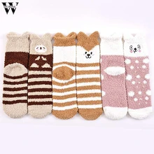 Женские носки; женские пушистые носки; 3 пары теплых мягких тапочек; домашние носки для сна с милыми животными; носки с перьями