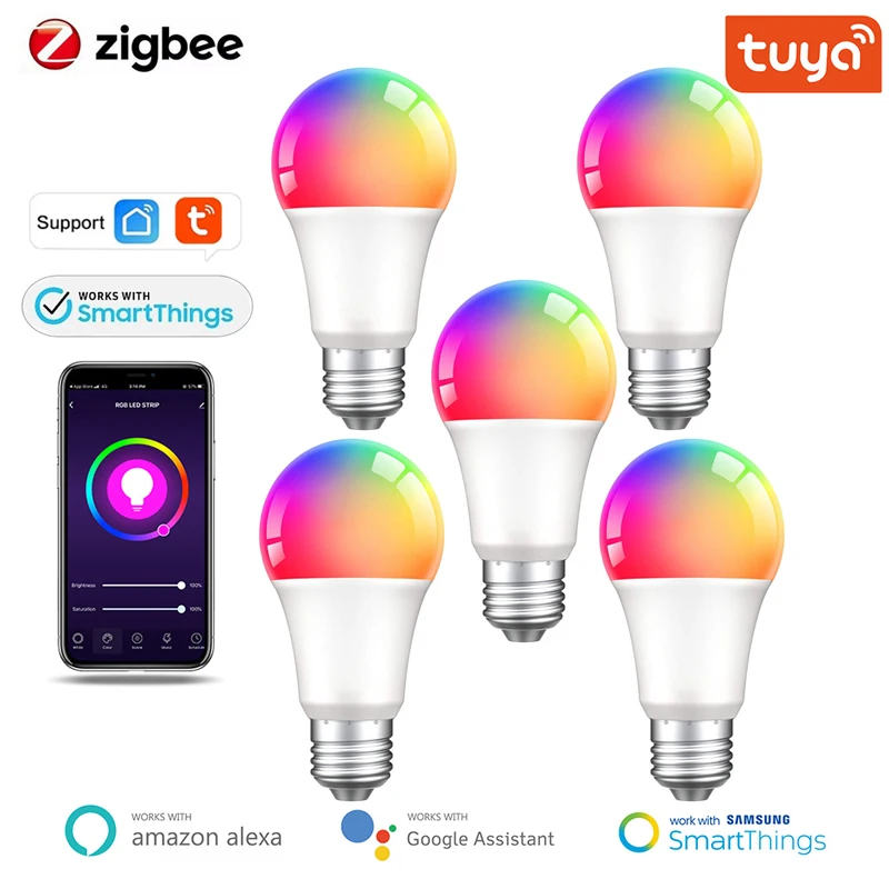 Умные светодиодные лампы Zigbee с регулируемой яркостью лампа дистанционным