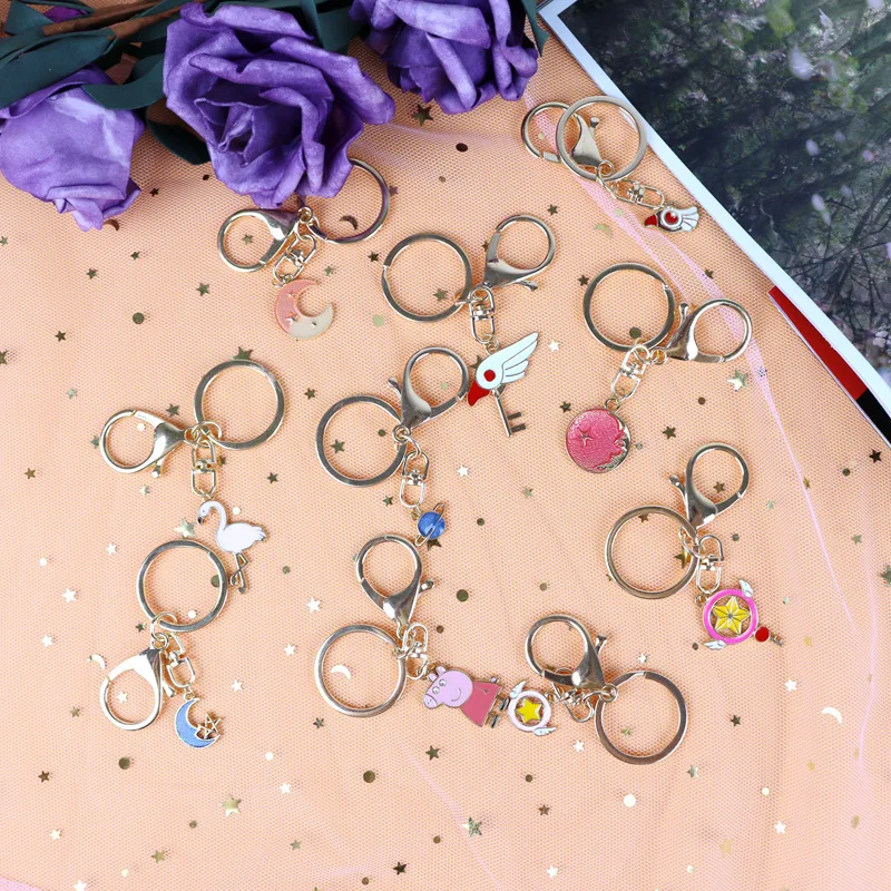 

Flamingo Metal Creative Heart Key Ring Car Small Pendant Students Mobile Phone Key Chain Handbag Pendant