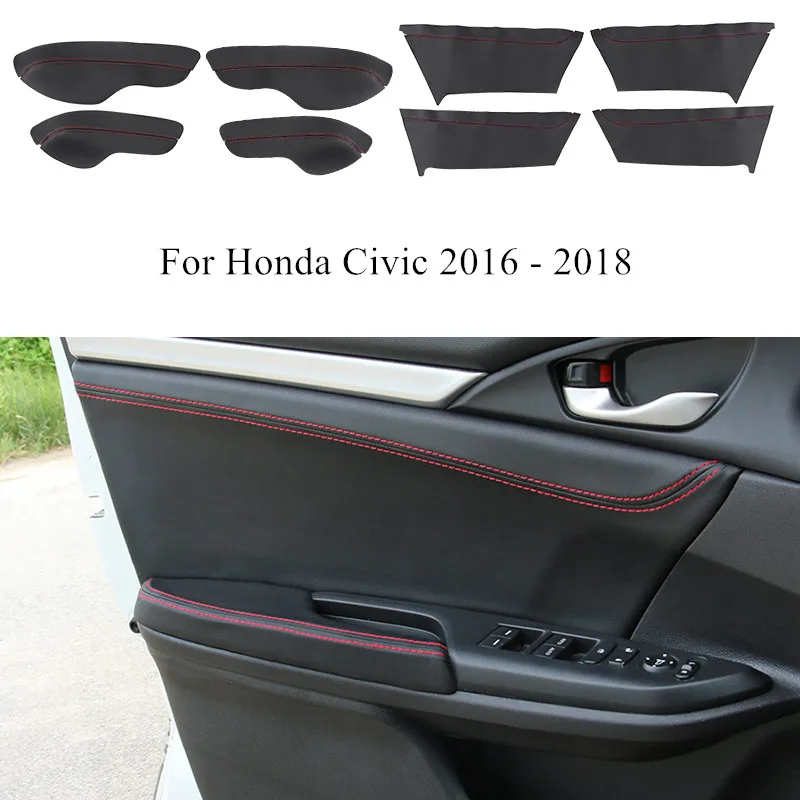 Us 14 8 20 Off Car Glass Lift Armrest Decorative Leather Case Interior Door Panels Pu Trim For Honda Civic 2016 2017 2018 2019 Car Accessories In