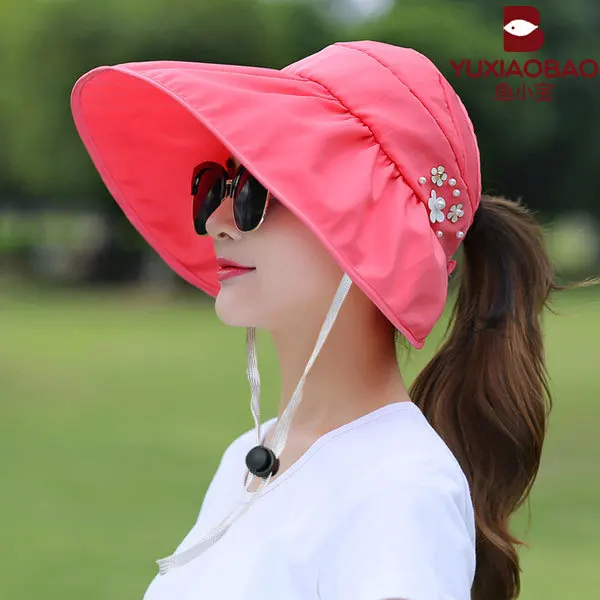 

Hat Female Summer Topee Summer Women's Fashion UV-Protection Large Brimmed Beach Sun Hat Sun-resistant Foldable Summer Hat