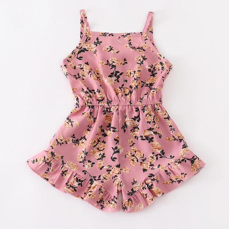 angel baby suit Girlymax Clothes 3 Colors Ruffle Summer Cotton Baby One-piece Garment Jumpsuit Clothes Floral Milk Silk Sleeveless Kids Clothing baby clothing sets girl