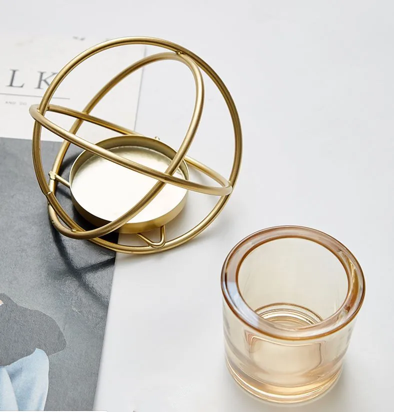 Creative Geometric Iron Candlestick Matching Tealight Minimalist Wedding Party Home Decor Accessories
