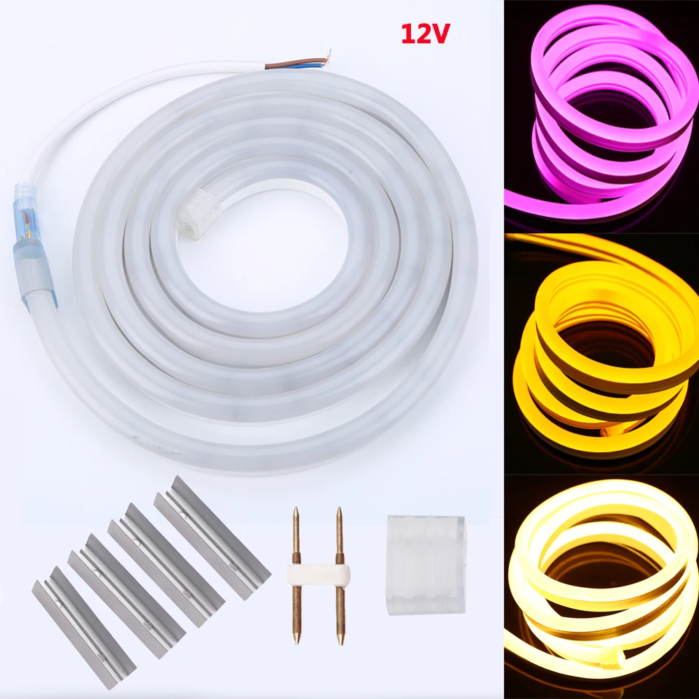

DC 12V RGB Led Neon Light 120LEDs/m Waterproof Flex LED Neon Rope Strip 5050 2835 Yellow/White/warm white/blue/green/pink Lamp
