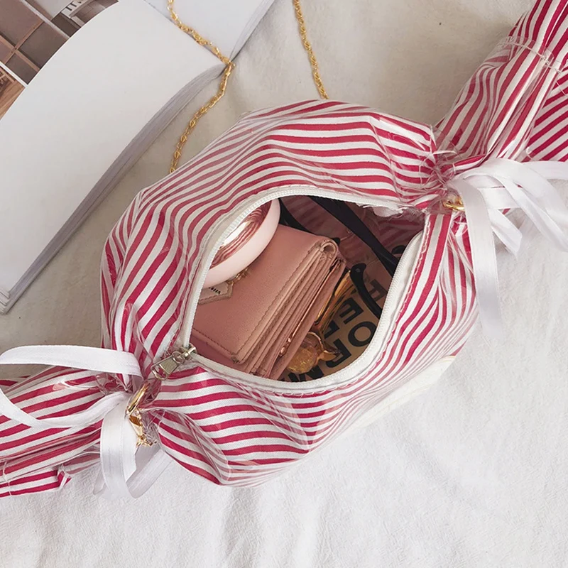 New Candy Shape Handbag Personalized Satchel Girls Sweet Chain Crossbody Bag Shoulder Bag Ladies Pvc Party Clutch Bag Purses