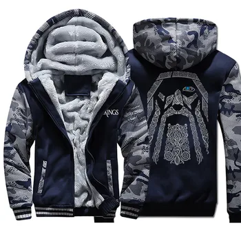 

Odin Vinking Jacket Men Coat Winter Fleece Thick Camo Sportswear Hoodie Hooded Valhalla Your Father Sweatshirt