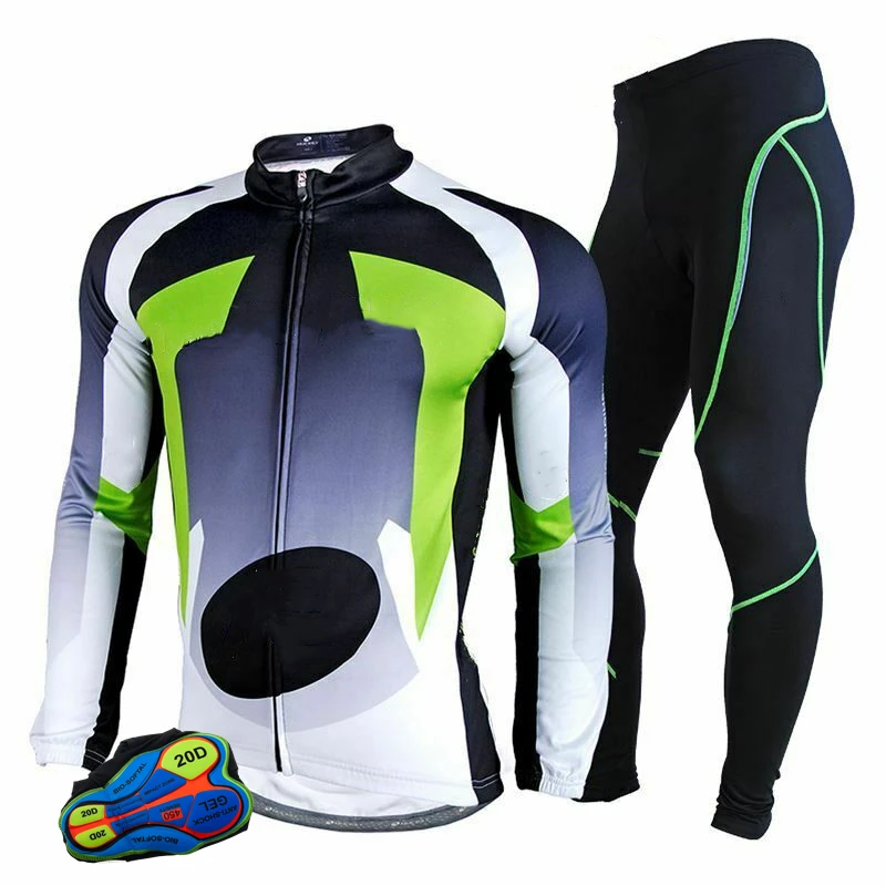 Spring Autumn Breathable Riding Bike Fashion Tight Fitting Ultraviolet-Proof Sets Set Cycling Clothes Men's Jersey Suit Sport 5
