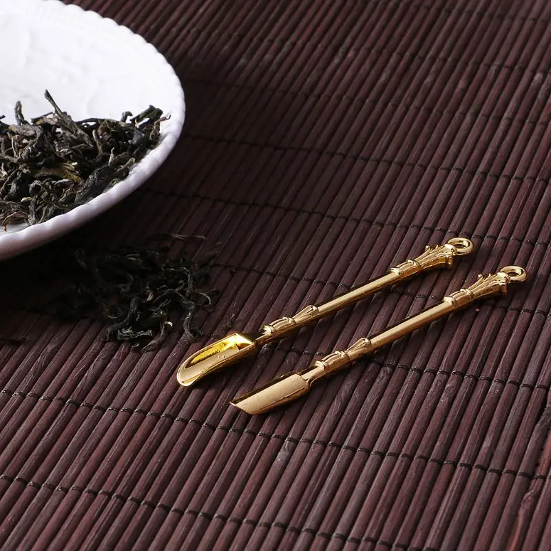 Golden Metal Spoon Use for Snuff Powder Spoon Tea Pendants Tableware Tea Spoon 