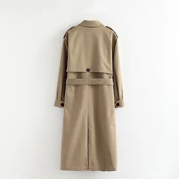 

Fashion Office Belt Outwear Chic Design Long Trench EFINNY Women Casual Plain Double Breasted Coat