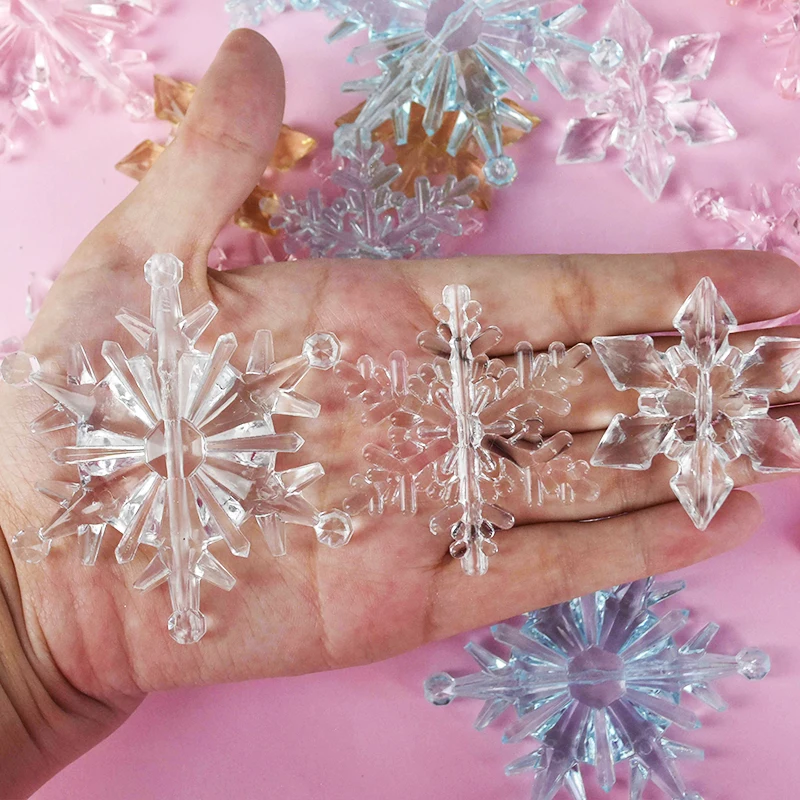 10pcs Crystal Christmas Snowflakes Ornaments Xmas Tree Hanging Party Home Decor 