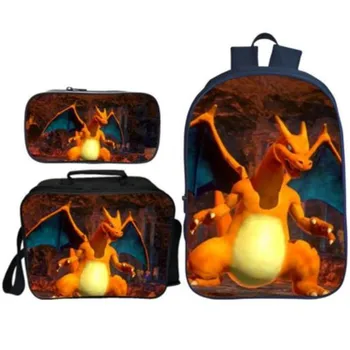

New Arrivals 3 Pcs/Set Pokken Tournament School Backpack for Children Pikachu Casual School Bags for Boys and Girls Mochila Gift
