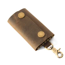 Ключница ручной работы из натуральной кожи Crazy Horse, коровья кожа, ключница, брелок-органайзер, сумка, Автомобильный ключ, органайзер, чехол для ключей