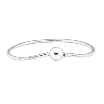 

Round Clasp Bracelet Silver 925 Sterling Jewelry Snake Chain Bracelets for Women fit Charm Beads DIY free shipping B022