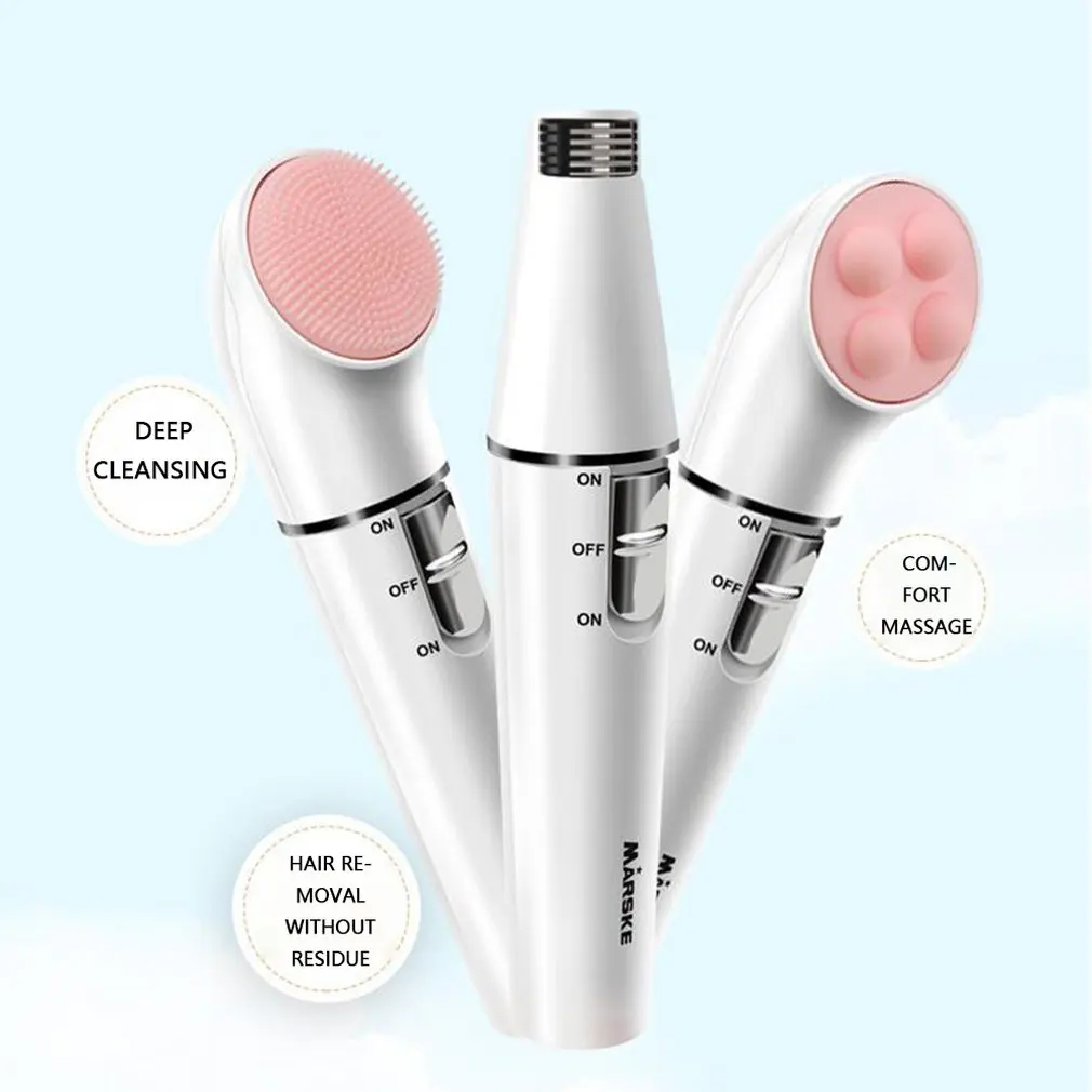 Three In One Electric Hair Removal Device Cleansing Instrument Lady Multi Function Waterproof Massager Face Brush 4