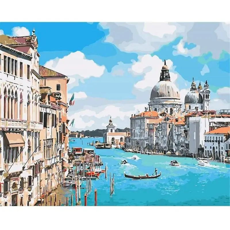 GATYZTORY Frame DIY Painting By Number Kits For Adults Italy Landscape Picture By Number Acrylic