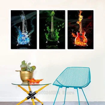 

3 pieces ice fire Guitar Triptych 5d diamond embroidery square round diamond painting cross stitch mosaic diamond picture FF1893