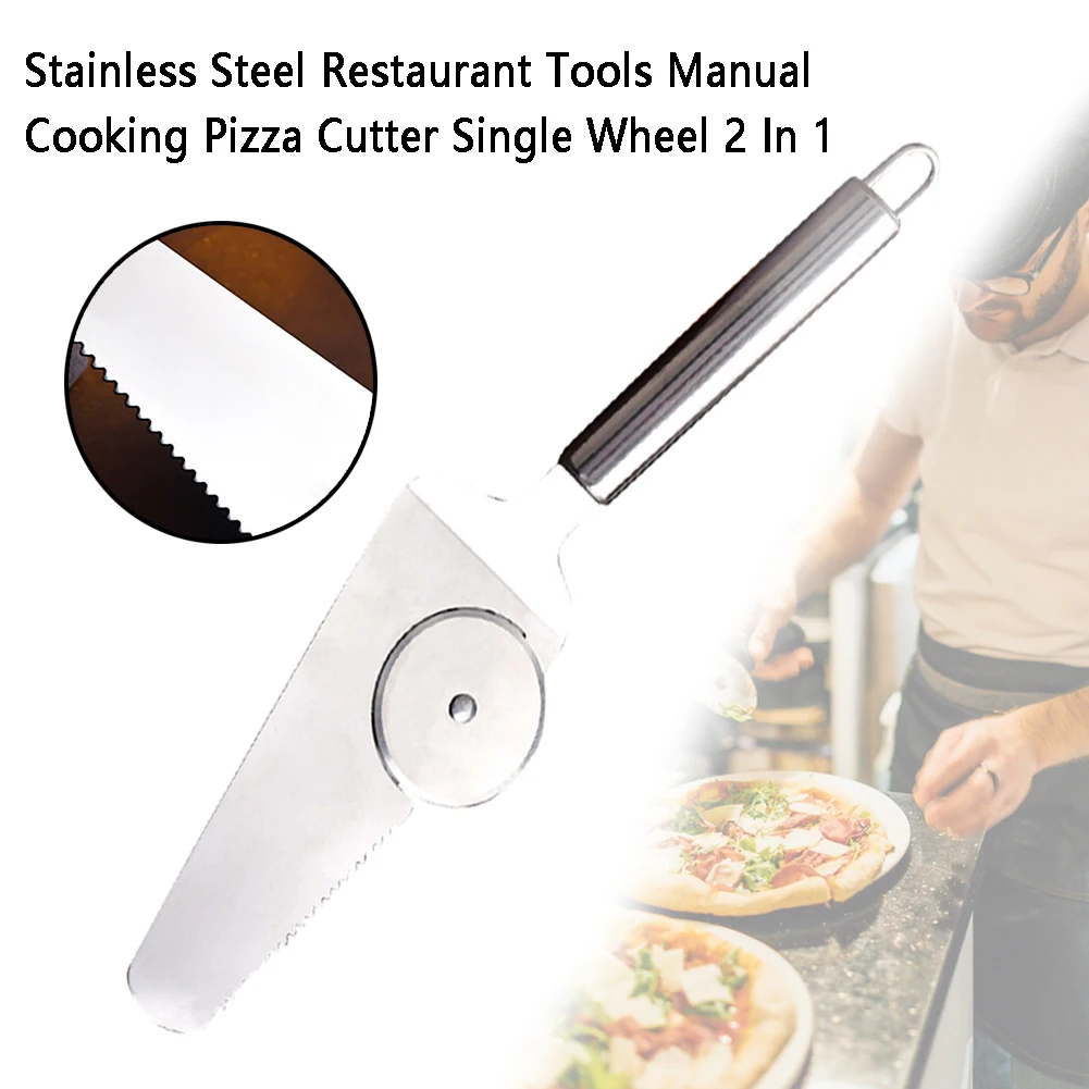 Одно колесо нержавеющая сталь для приготовления пищи Ресторан Кухня Руководство дома вафельница ДЛЯ ПИЦЦЫ РЕЗАК 2 в 1 прямая ручка печенье торт