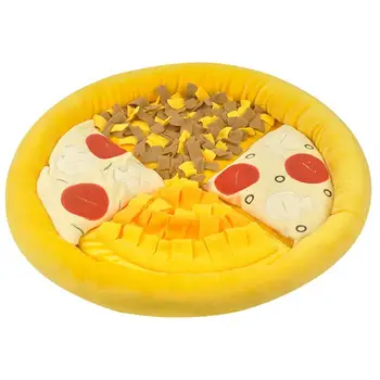 

1PC Portable Pet Simulation Pizza Cushion Bite Resistant Sniff Smell Pad Educational Removable Mat for Pet Dog Cat (Yellow)