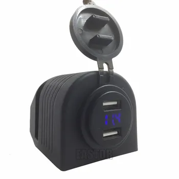 

DIY Waterproof Motorcycle Dual USB Charger 12-24V 4.2A Car USB Charger Voltmeter Blue Light For Mobile Phone Cellphone