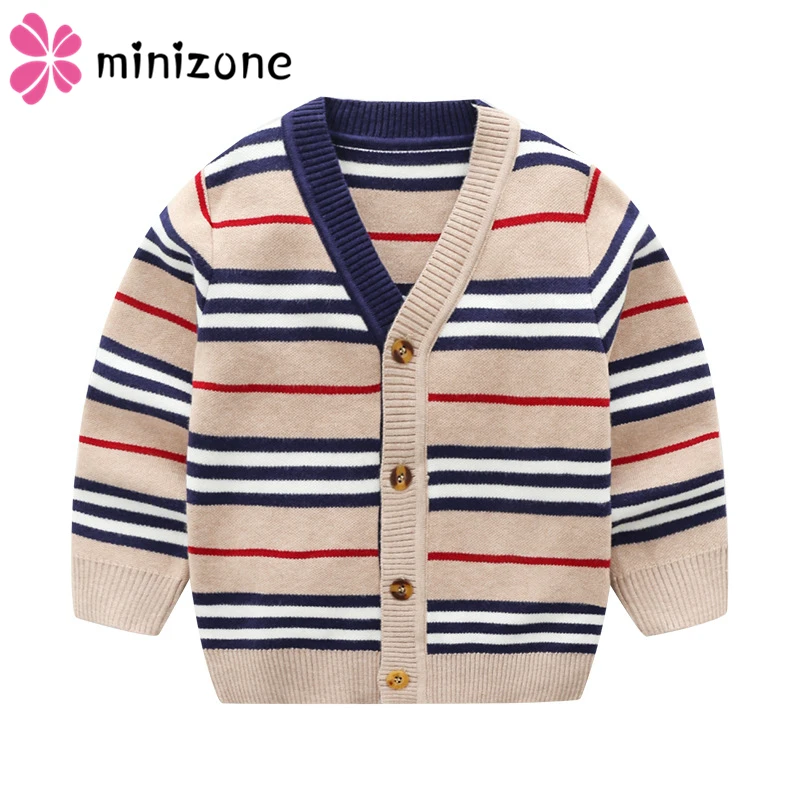 

England Style Baby Boys Girls cardigan Sweater 2019 New Autumn Children Clothing Tops Fashion Retro Striped Kids Knitted Coat 0u