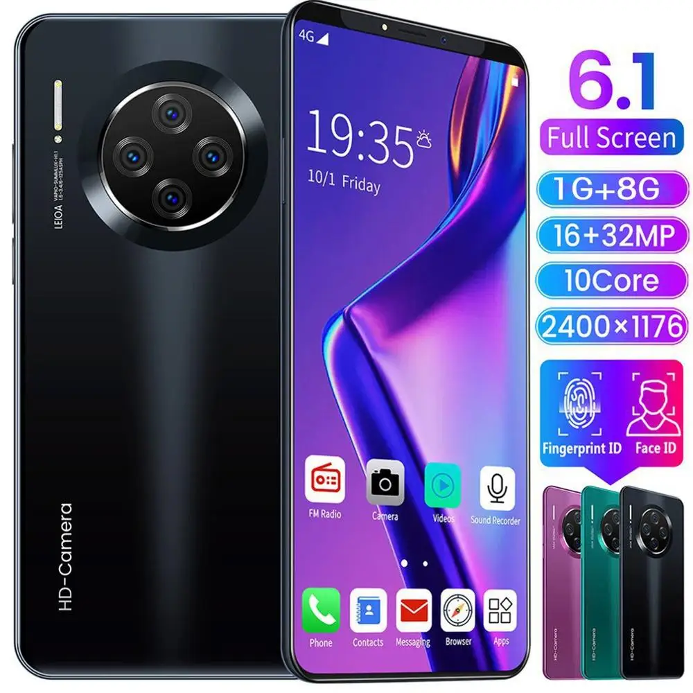 

6.1" Smartphone for Mate33 Pro Big Screen Android Phone Display 10Cores Hd Camera Twilight Streamline Fashion Shape Mobile Phone
