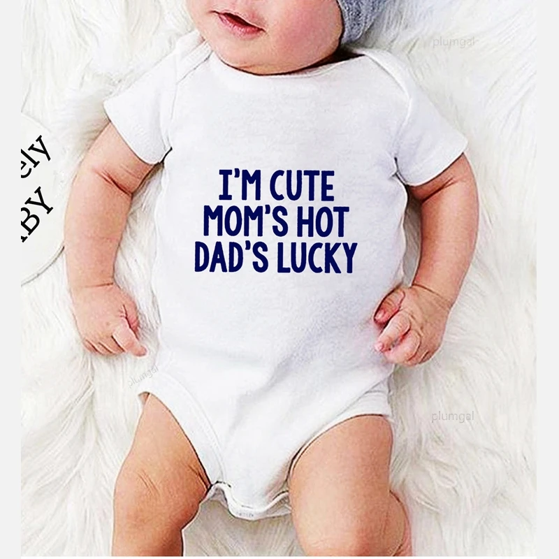 Baby Bodysuits medium Mom and Dad Printed Boutique Kids Clothing Fall Clothes for Toddler Girls New Born Baby Items Newborns Romper One Piece Jumpsuit Cute Infant Baby Girls Romper