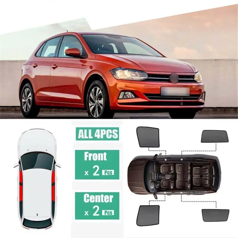 

For VW Polo 2011-2018 4Pcs Windows Sunshade Ray Protector Mesh Block Privacy Visor