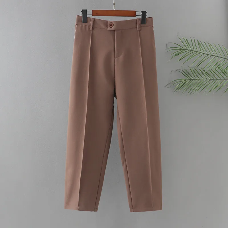 

Plus Size Women's Pants Elastic Waist Three-Dimensional Leg Seam Design In Middle Solid Color Trousers Large Size For FatWomen's