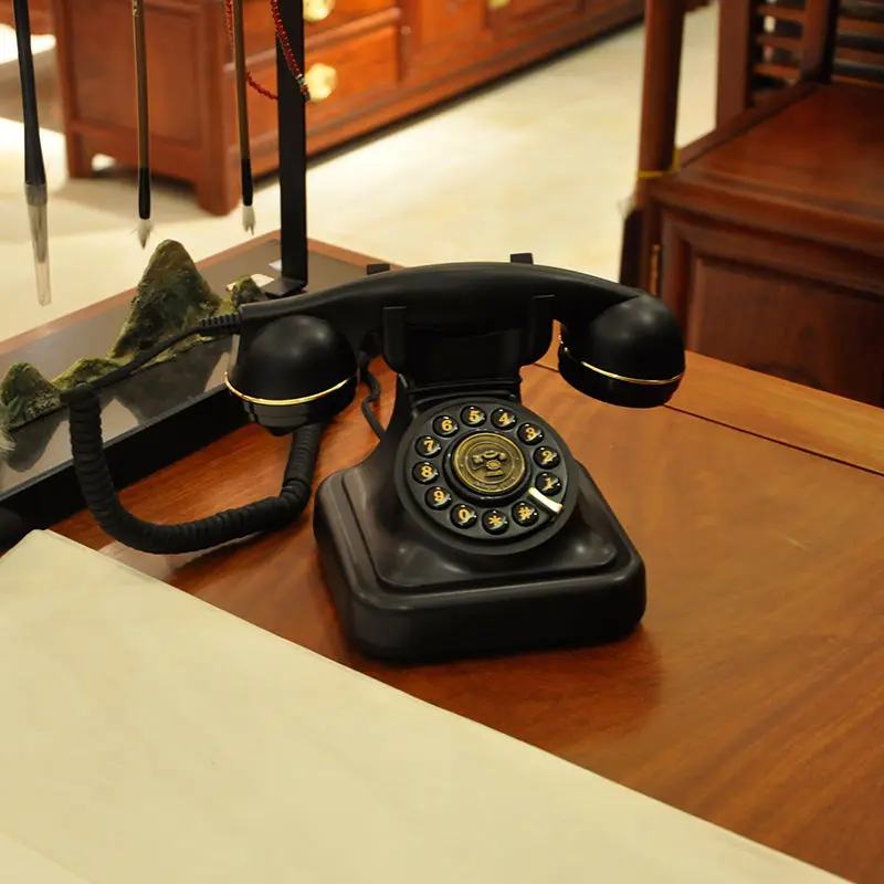 Wired Phone Phone Handset Corded Black Landline Phones for Home Old Style Antique Telephone Dial Phone With Muti-function landline phone mini phone