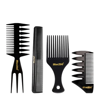 

BlueZOO 4PCS Hair Comb for Barber Hair Style Heat-resistant Large Comb For Men Hair Styling Tool Set Amber Hairdressing Comb