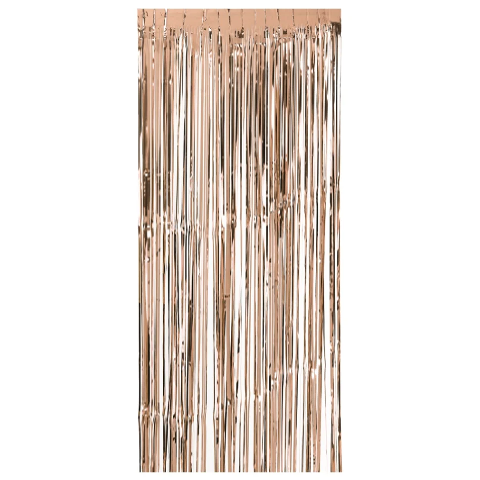 92* 245cm Metallic Foil Fringe Curtain Party Tinsel Shimmer Wedding Backdrop Wall Wedding Birthday Party Decorations Adults - Цвет: Rose Gold