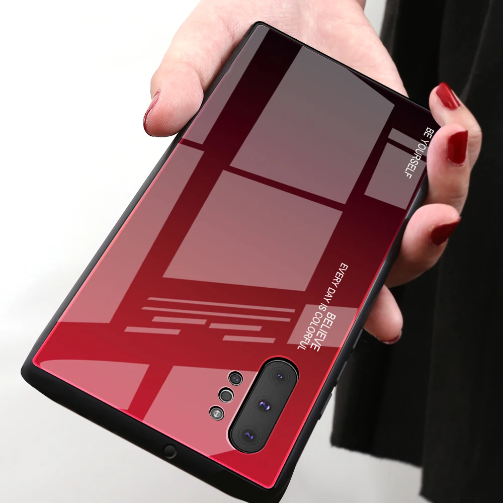 

LOVECOM Gradient Tempered Glass Phone Case For Samsung Note 10 Pro A50 S10 5G S9 Plus Case Colorful Full Body Phone Back Cover