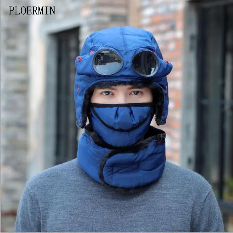 

Adult Winter Warm Lei Feng Hat Men's Leather Ear Protection Hat Man Lady Winter Cap Ear Windproof Glasses Warm Hats 2019 NEW