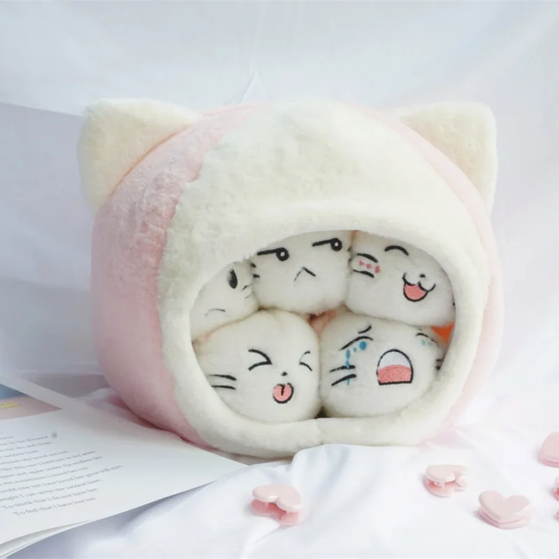 Lucky Boy Sunday сумка из 9 шт. Мини милый Кот Плюшевые игрушки Мягкая Kawaii кошка плюшевая подушка с набивкой Подушка Детская плюшевая кукла в подарок - Цвет: Розовый